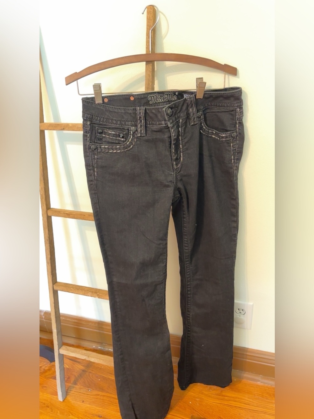 Miss Me Black Boot Cut Jeans with Contrast Stitching